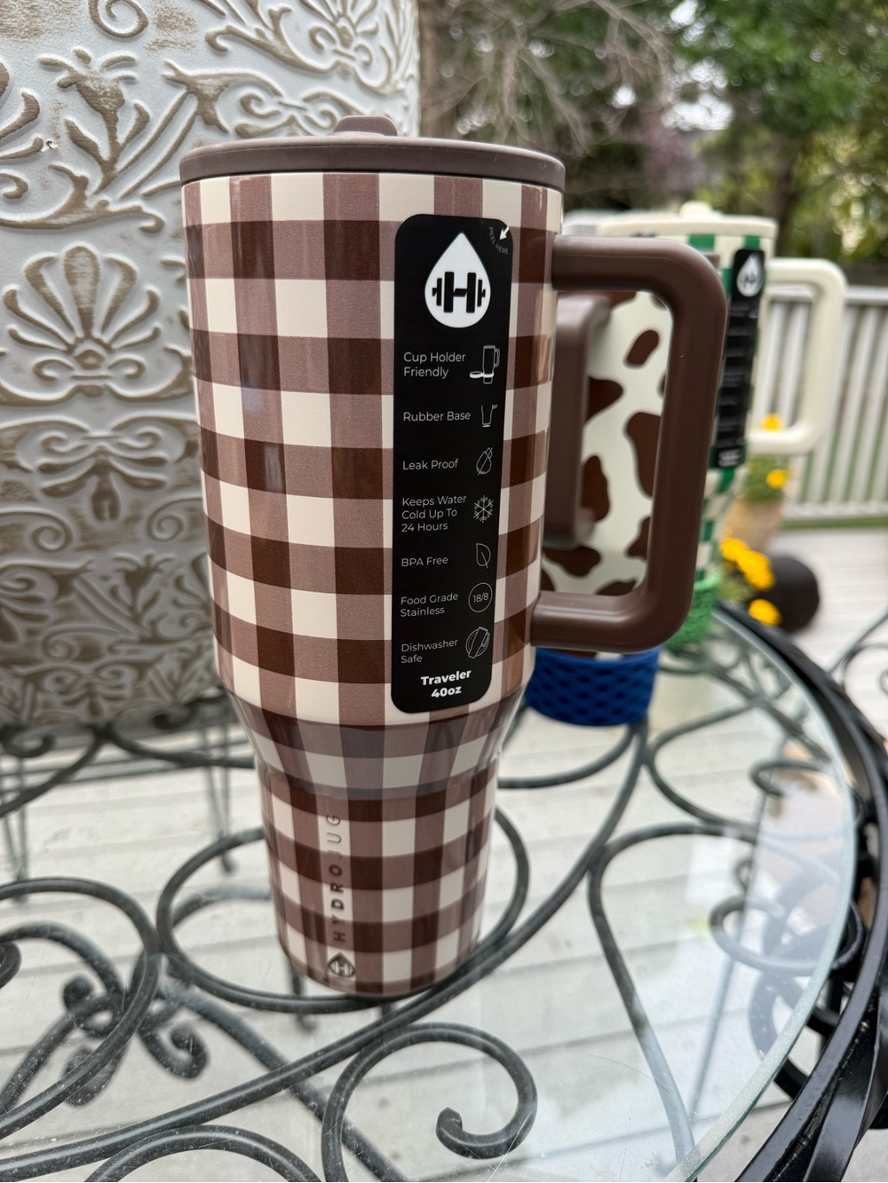 HydroJug x Acta 40oz Traveler Brown Gingham BNWT retired pattern